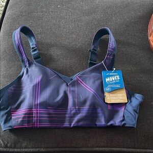 NWT Brooks Women's Navy and Pink Sports Bra-34C